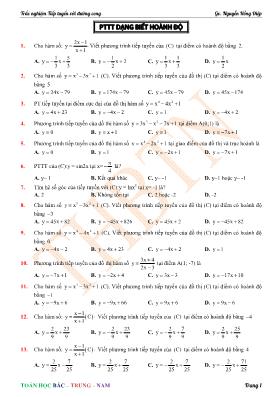 Bài tập trắc nghiệm Tiếp tuyến với đường cong - Nguyễn Hồng Điệp